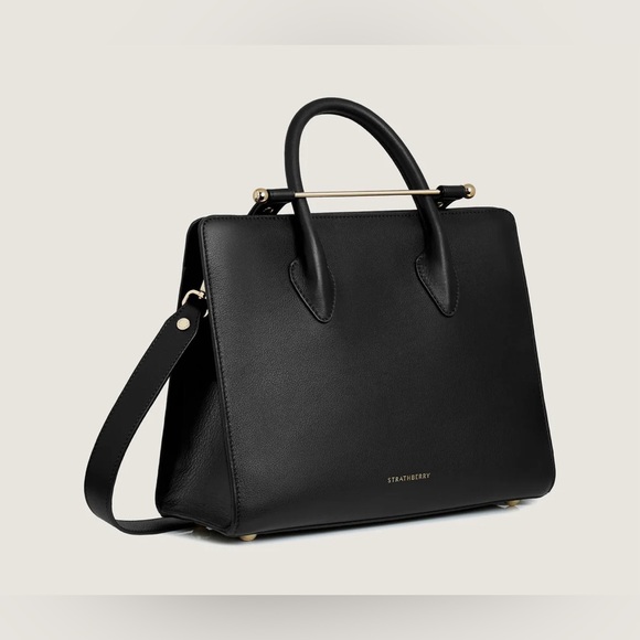 Strathberry Midi Calfskin Leather Tote - Black - Picture 1 of 10